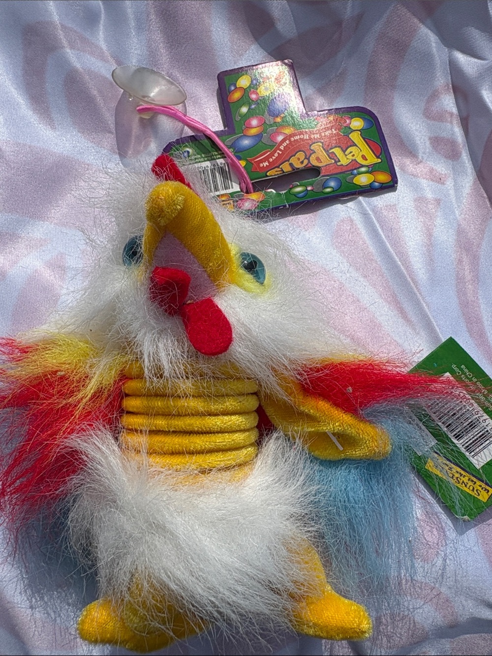 Plush Spring Bird Pet Toy - Yellow, Red, Blue, White